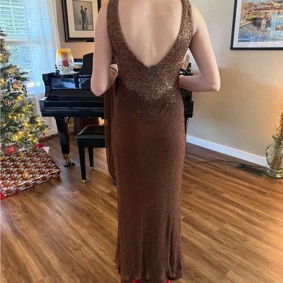 Sue Wong designer Brown Beaded Dress - Picture 2 of 11